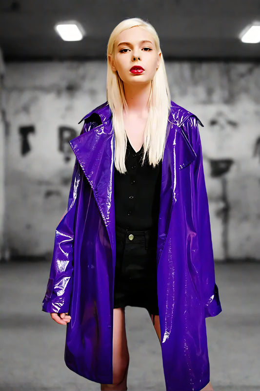 Violet Vandal Faux Leather Trench LAZERorange