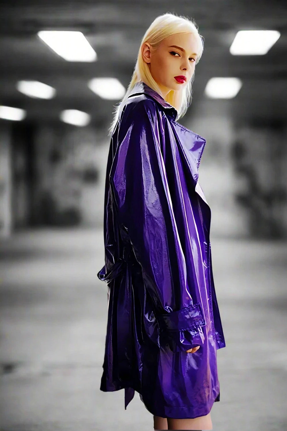 Violet Vandal Faux Leather Trench LAZERorange