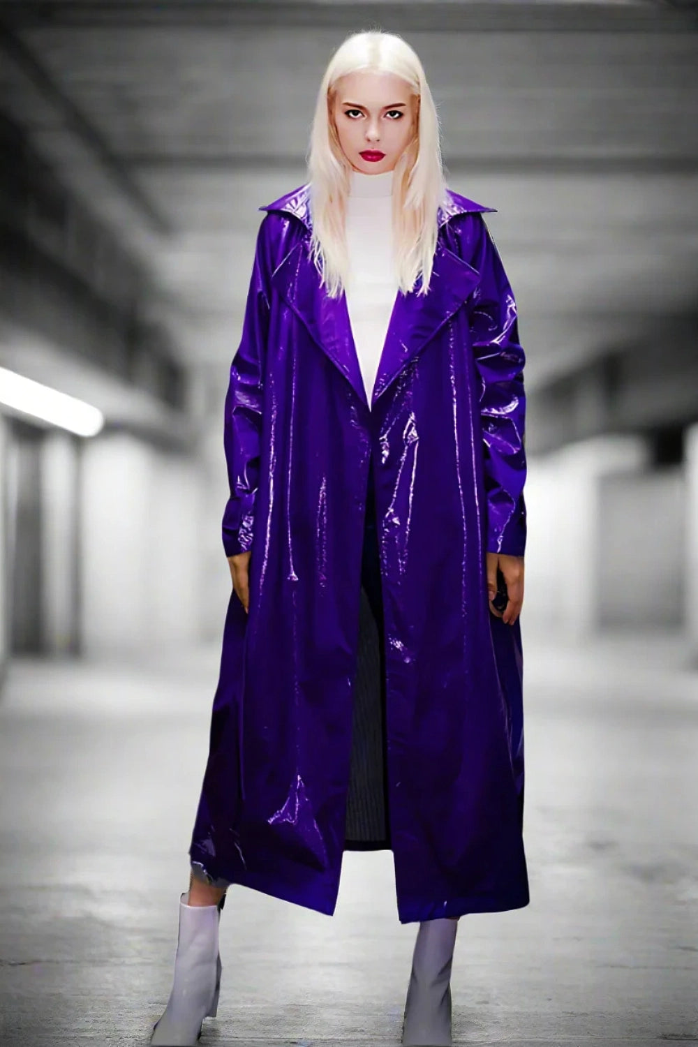 Violet Vandal Faux Leather Trench LAZERorange