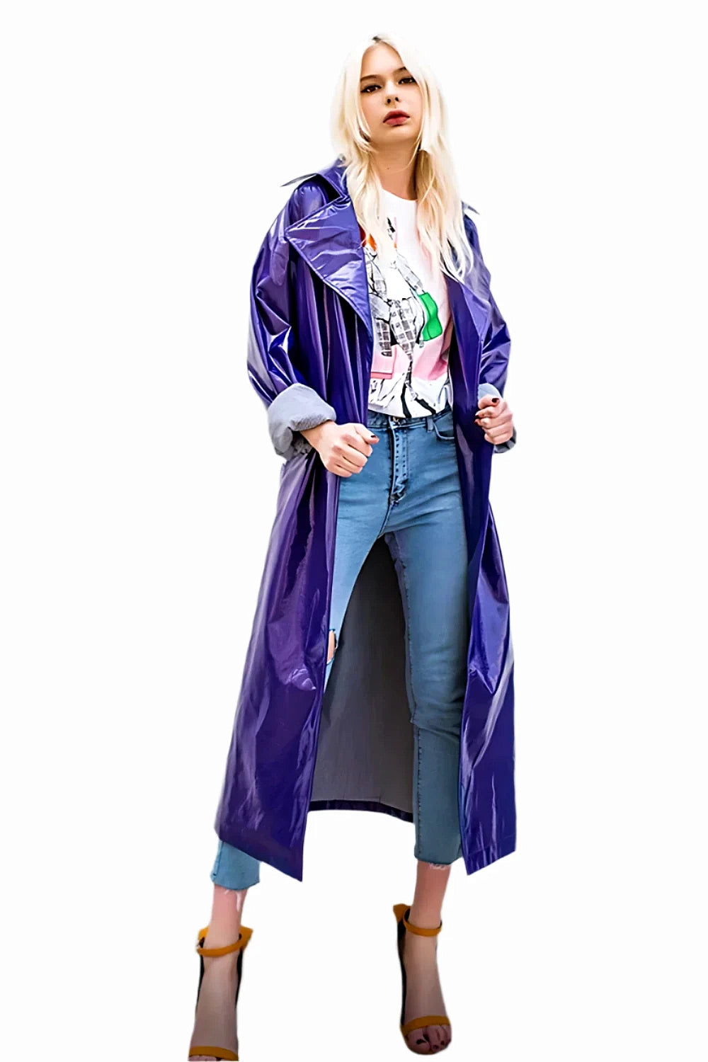 Violet Vandal Faux Leather Trench LAZERorange