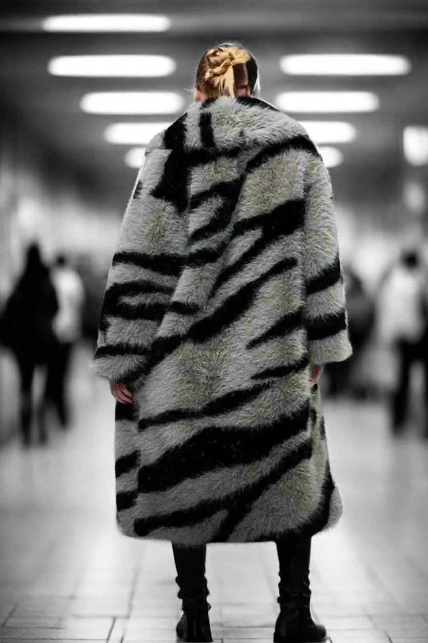 Zebra Luxe Fur Coat LAZERorange