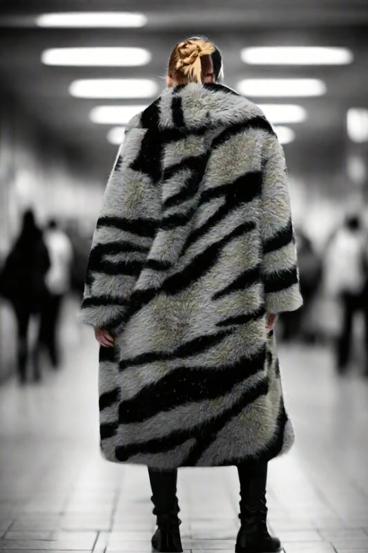 Zebra Luxe Fur Coat LAZERorange