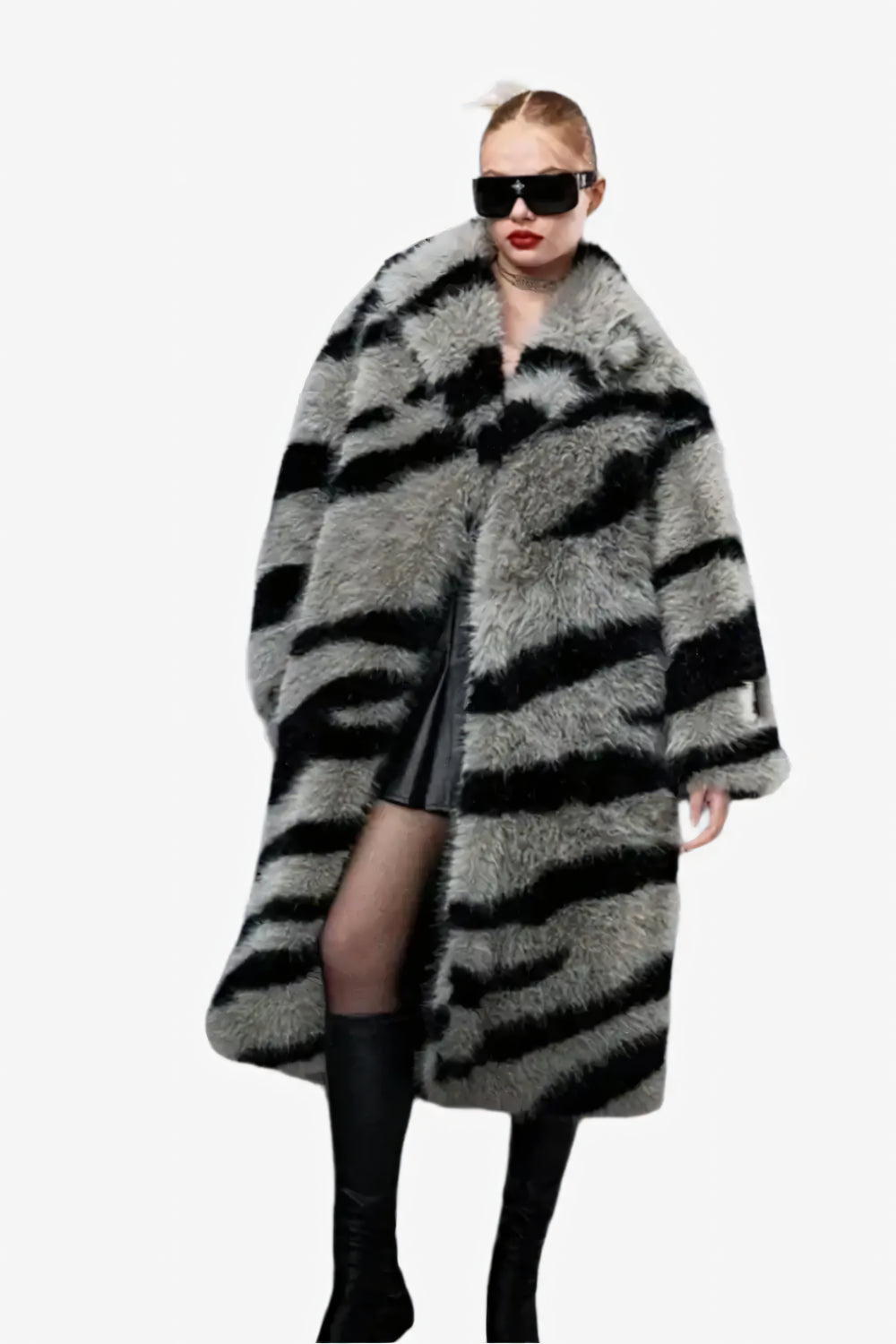 Zebra Luxe Fur Coat LAZERorange