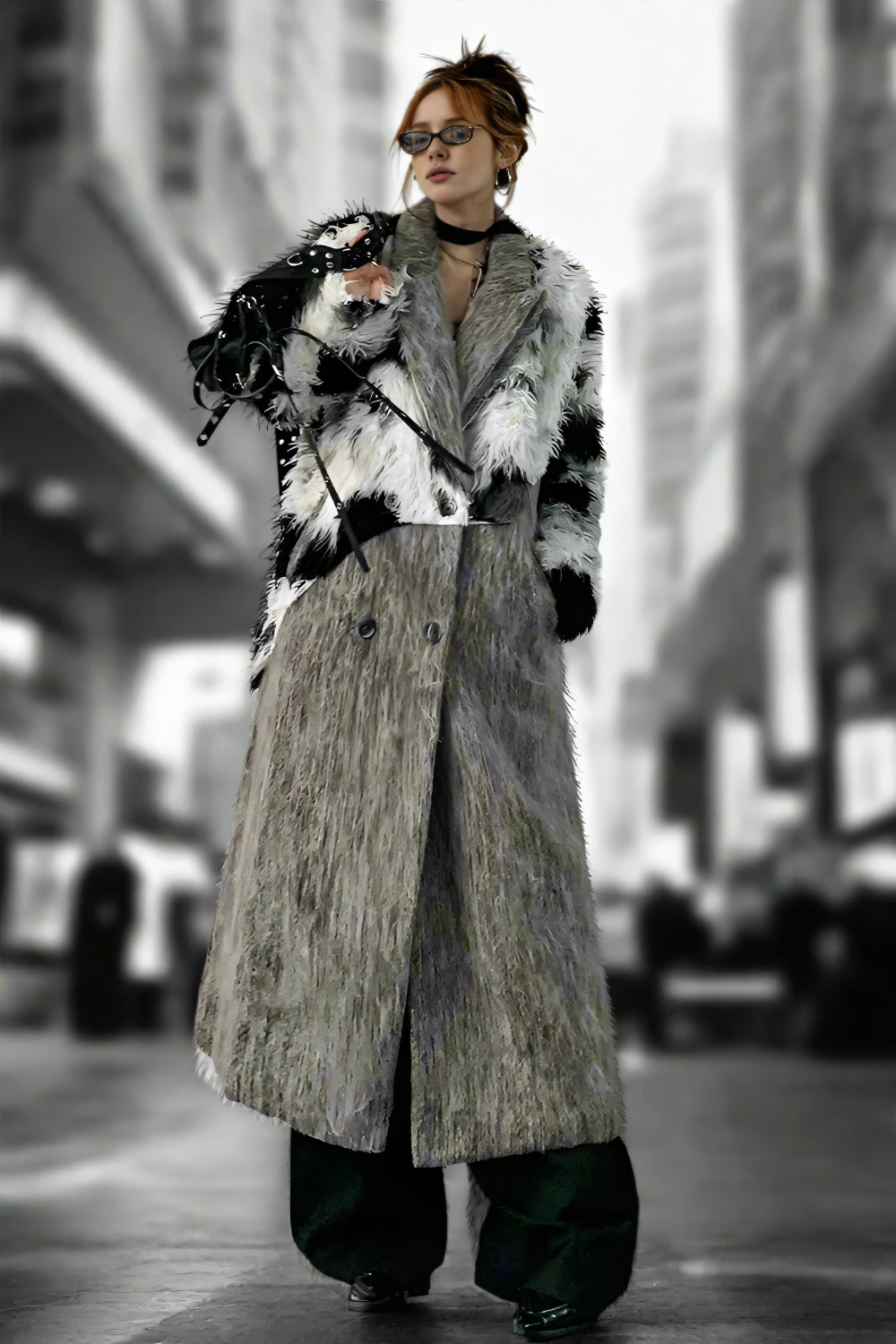 Eclipse Spliced Fur Coat LAZERorange.com