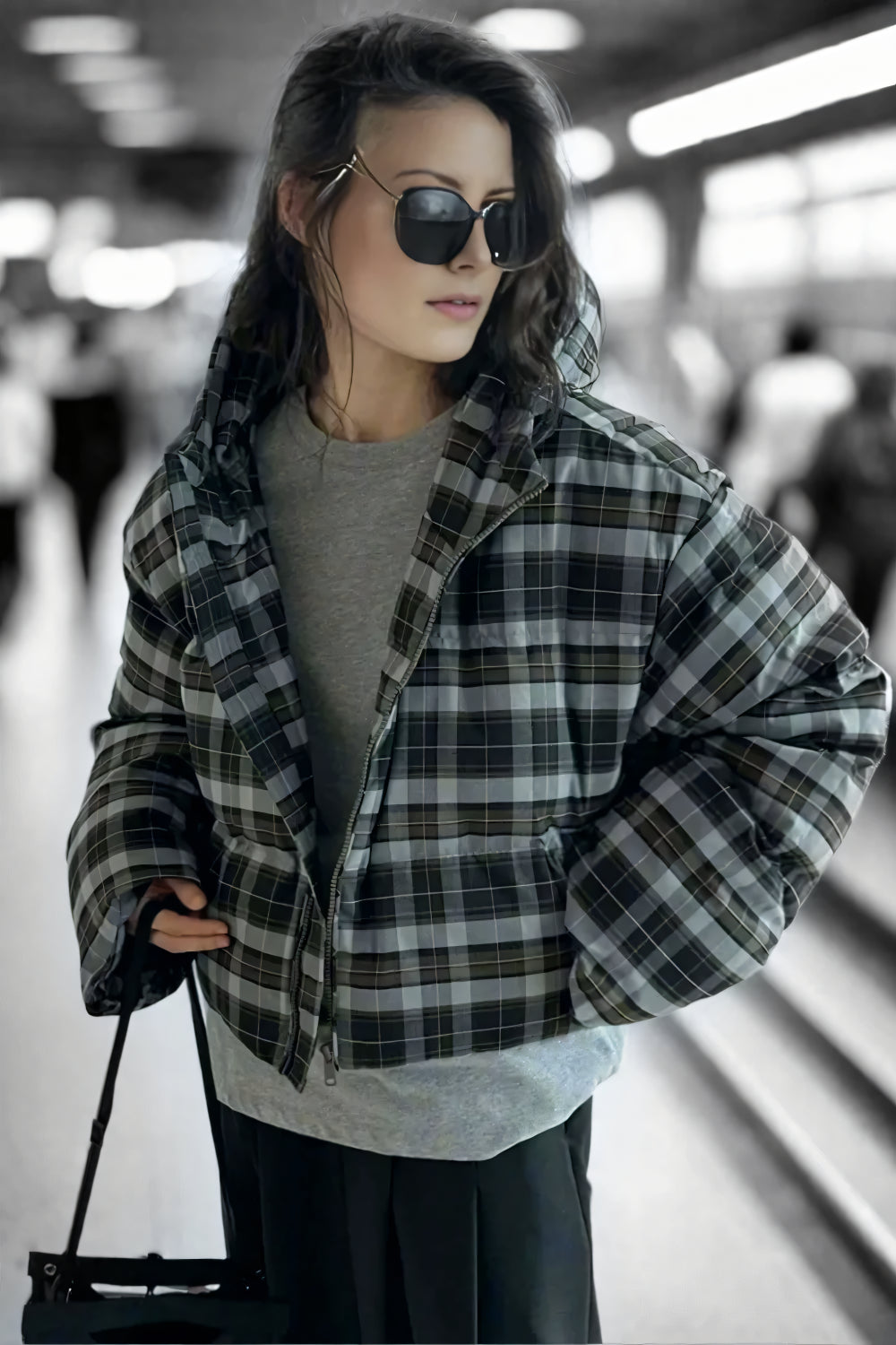 Frosted Sky Plaid Parka