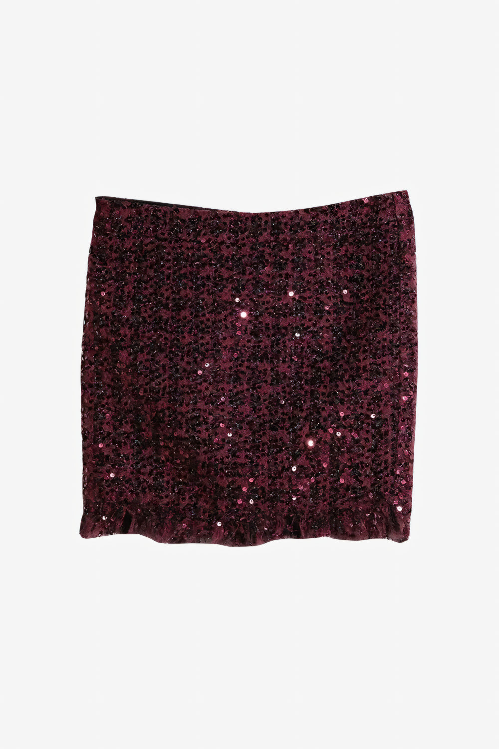 Crimson Glimmer Sequined Skirt LAZERorange