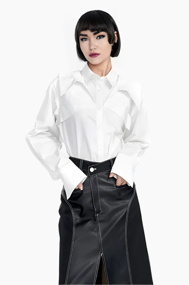 Sculpted Edge White Blouse - LAZERorange