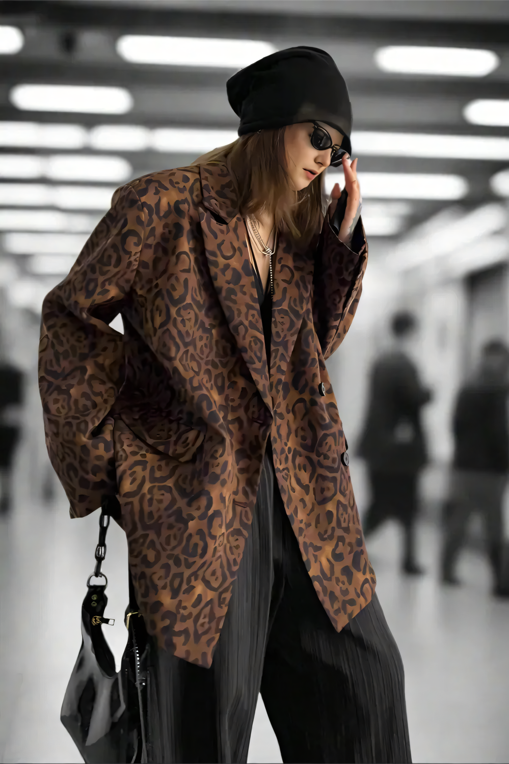 Fierce Prowl Leopard Blazer LAZERorange