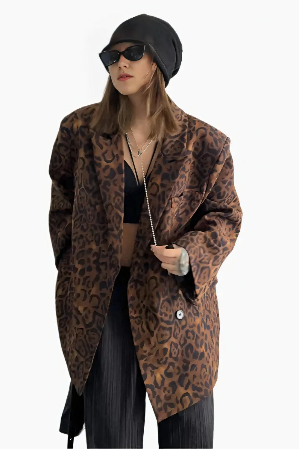 Fierce Prowl Leopard Blazer LAZERorange