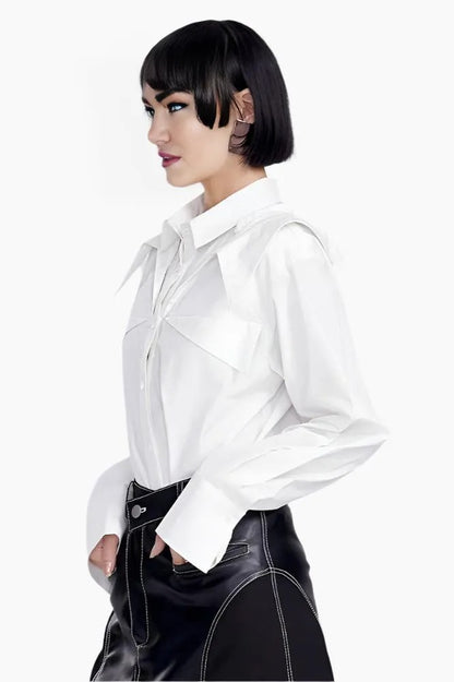 Sculpted Edge White Blouse - LAZERorange