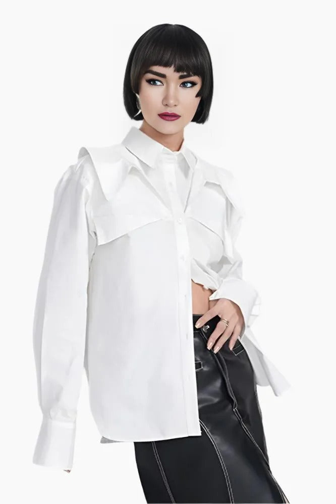 Sculpted Edge White Blouse - LAZERorange